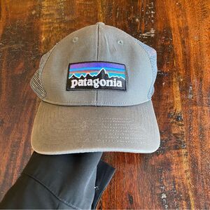 Patagonia P6 logo trucker hat in forge gray one size baseball hat